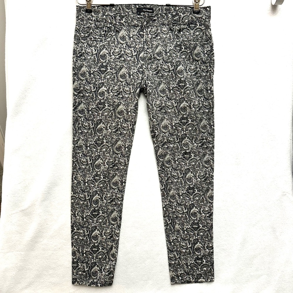 The Kooples Womens 29 Paisley Print Skull Hardware Skinny Pants short fit